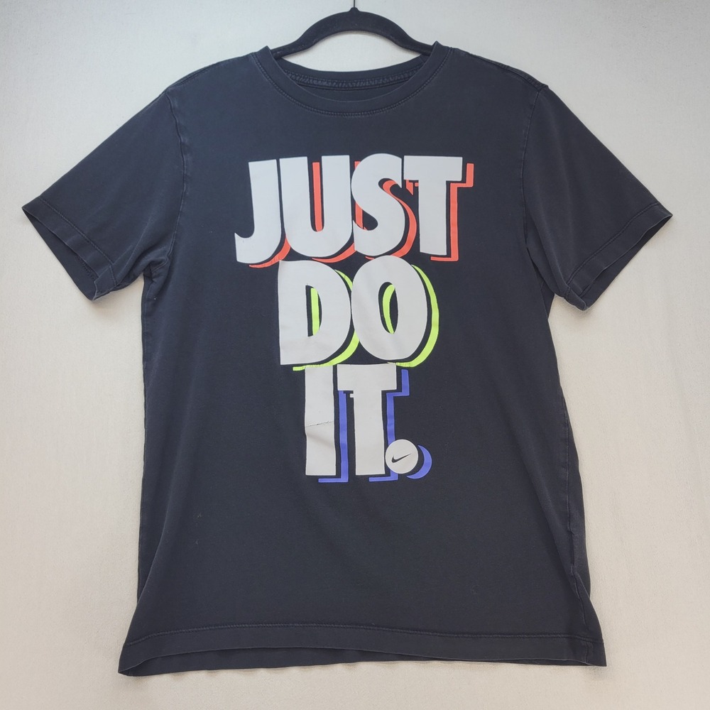 Nike T-Shirt Mens Small Black Just Do It Graphic Short Sleeve Crewneck Tee